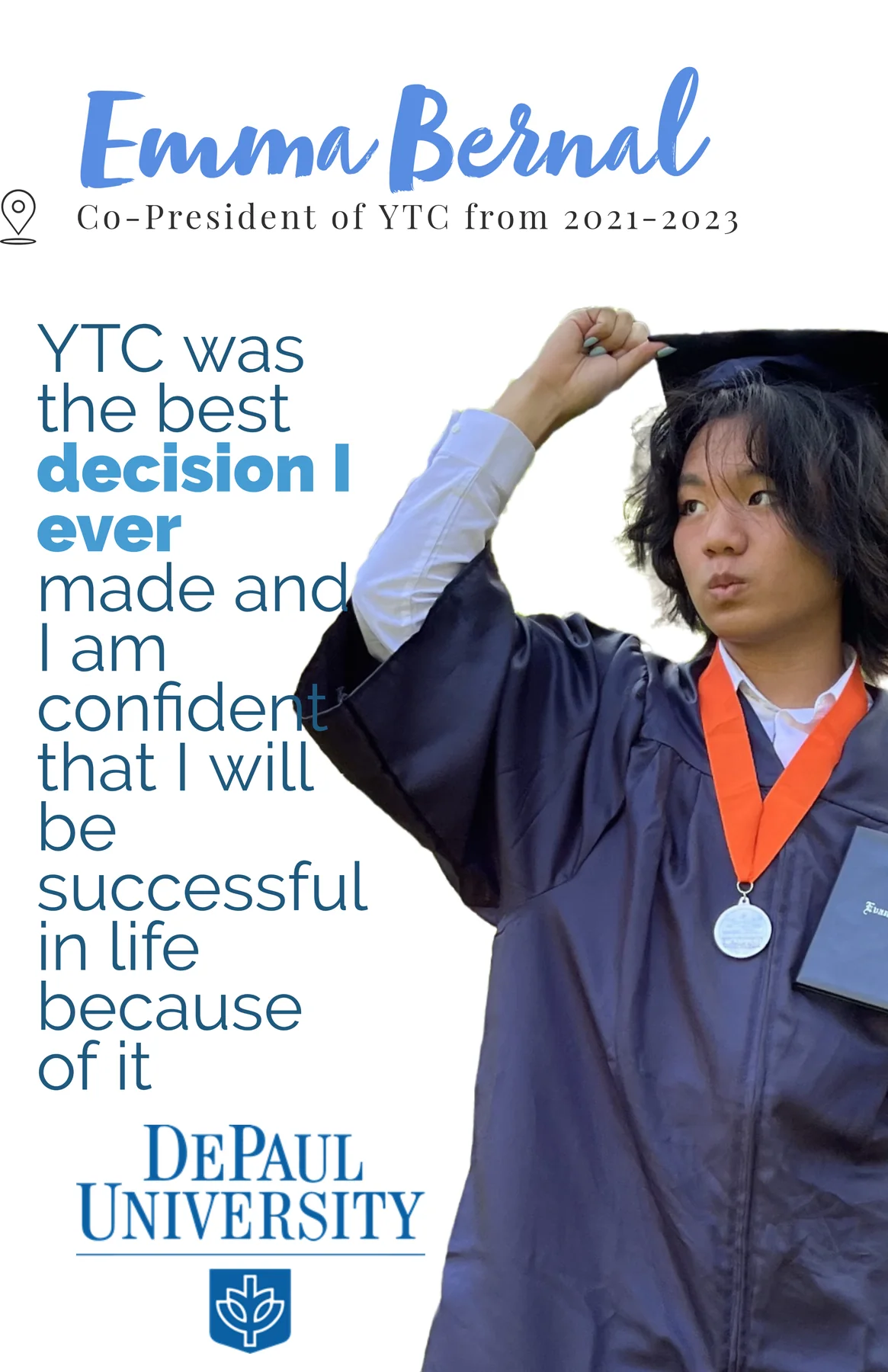 Emma Bernal, DePaul University graduate and former YTC co-president